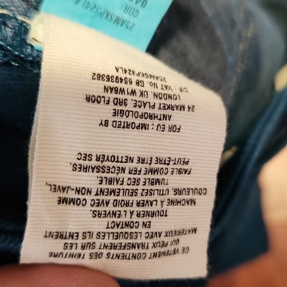 Pilcro Jeans Pants The Letter Press Turquoise Size 26 - Picture 15 of 15